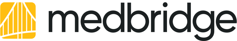 Medbridge logo with a yellow icon and bold black "medbridge" text.